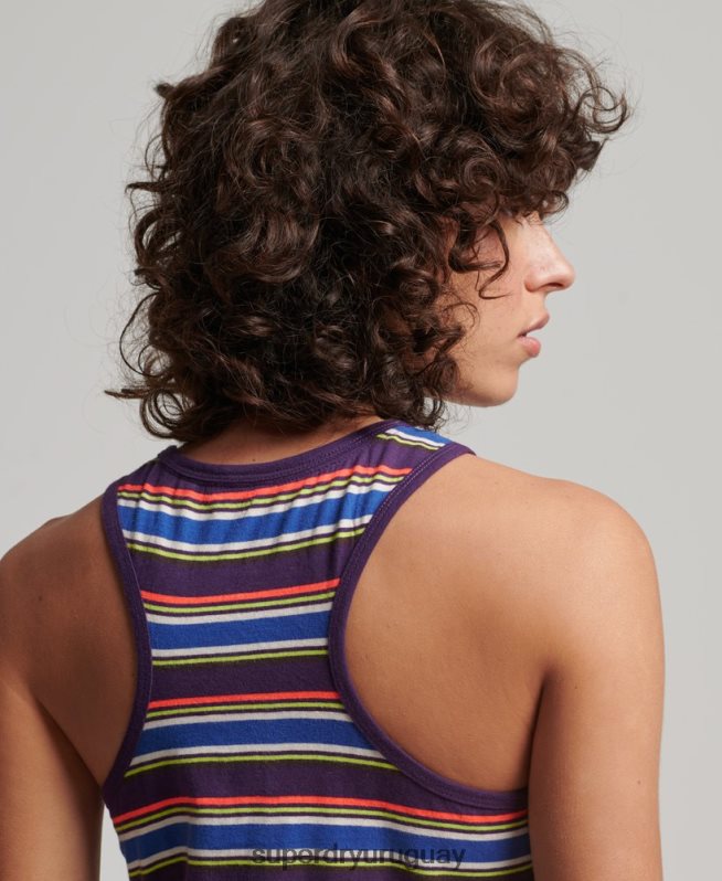 uy Superdry mujer vestido vintage a rayas marrón DT2N8Z2470 ropa