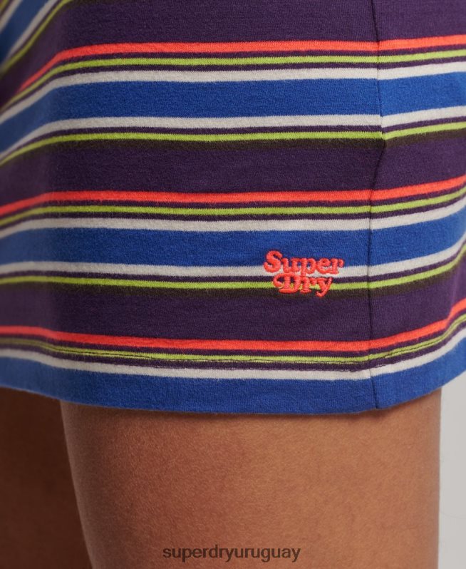 uy Superdry mujer vestido vintage a rayas marrón DT2N8Z2470 ropa