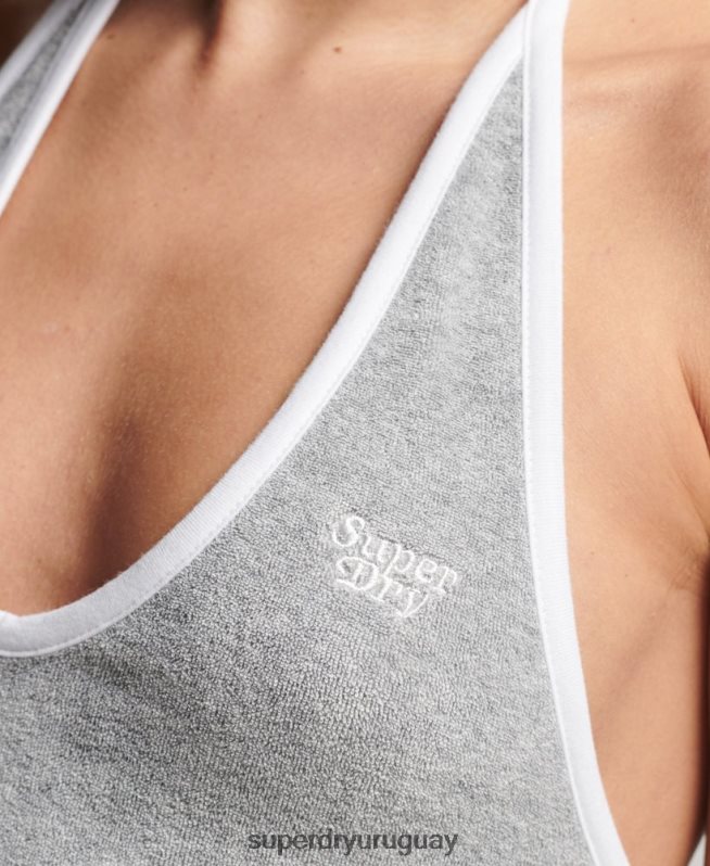 uy Superdry mujer vestido vintage con cuello halter gris DT2N8Z2222 ropa