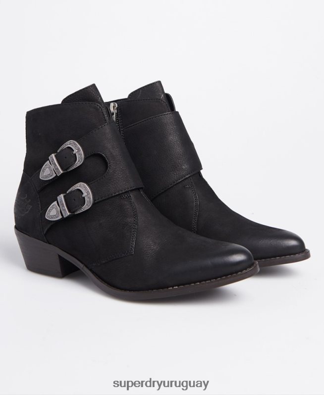 uy Superdry mujer botas monje de rodeo negro DT2N8Z4427 zapatos