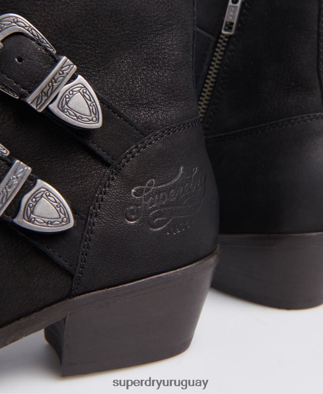 uy Superdry mujer botas monje de rodeo negro DT2N8Z4427 zapatos