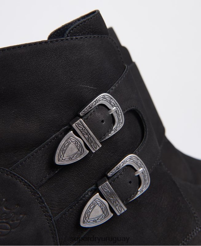 uy Superdry mujer botas monje de rodeo negro DT2N8Z4427 zapatos