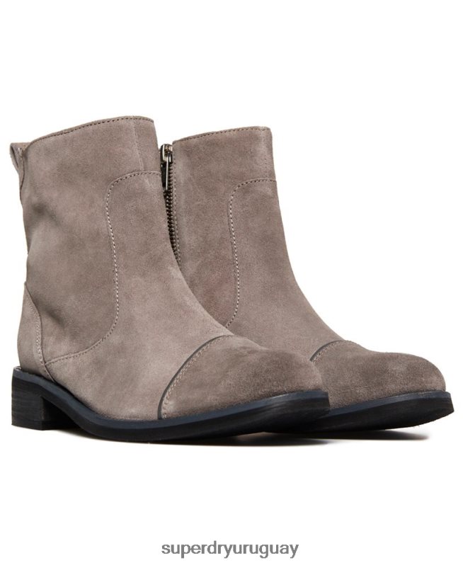 uy Superdry mujer madilynn elegantes botas con cremallera gris claro DT2N8Z4433 zapatos