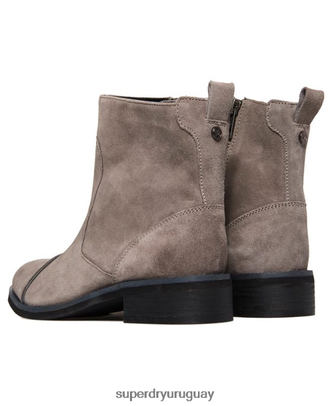 uy Superdry mujer madilynn elegantes botas con cremallera gris claro DT2N8Z4433 zapatos
