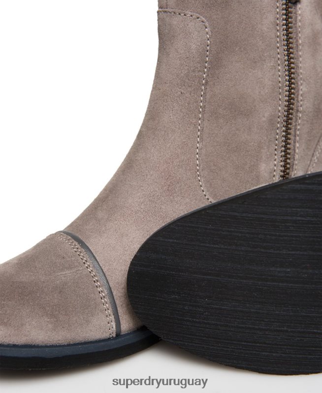 uy Superdry mujer madilynn elegantes botas con cremallera gris claro DT2N8Z4433 zapatos