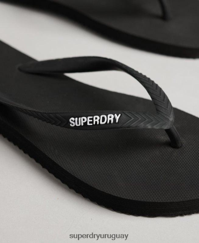 uy Superdry mujer chanclas clásicas antiguas negro DT2N8Z4419 zapatos