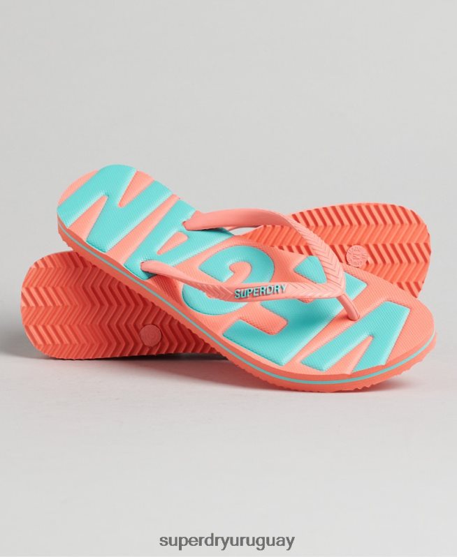 uy Superdry mujer chanclas clásicas veganas vintage coral DT2N8Z4399 zapatos