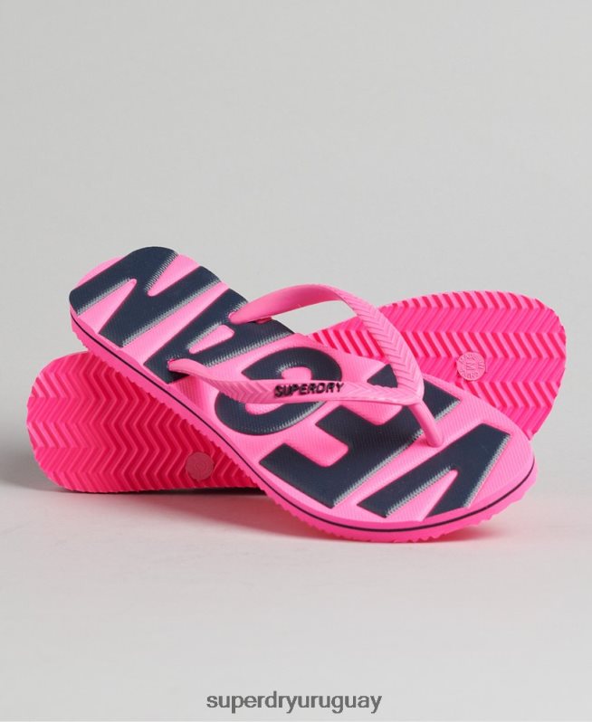uy Superdry mujer chanclas clásicas veganas vintage rosa DT2N8Z4396 zapatos