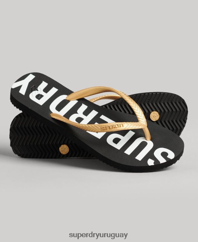 uy Superdry mujer chanclas code essential negro DT2N8Z4388 zapatos