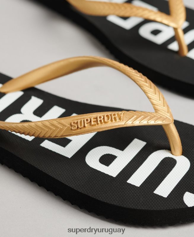 uy Superdry mujer chanclas code essential negro DT2N8Z4388 zapatos