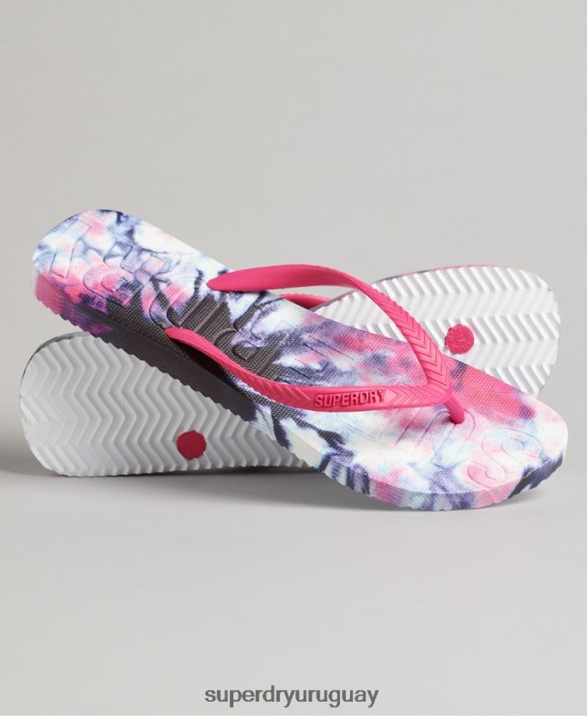 uy Superdry mujer chanclas con diseño tie dye rosa DT2N8Z6681 zapatos