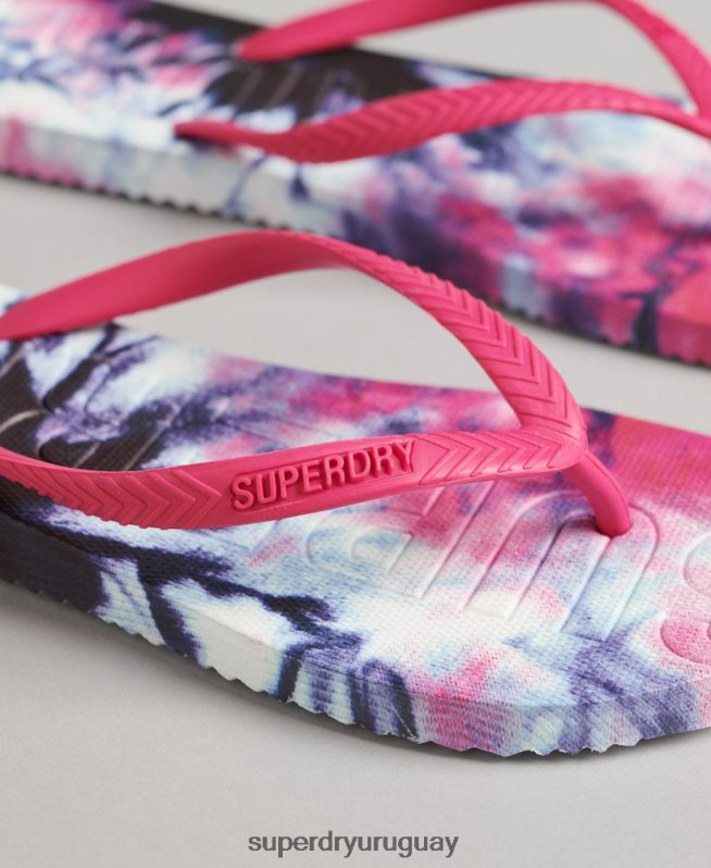 uy Superdry mujer chanclas con diseño tie dye rosa DT2N8Z6681 zapatos