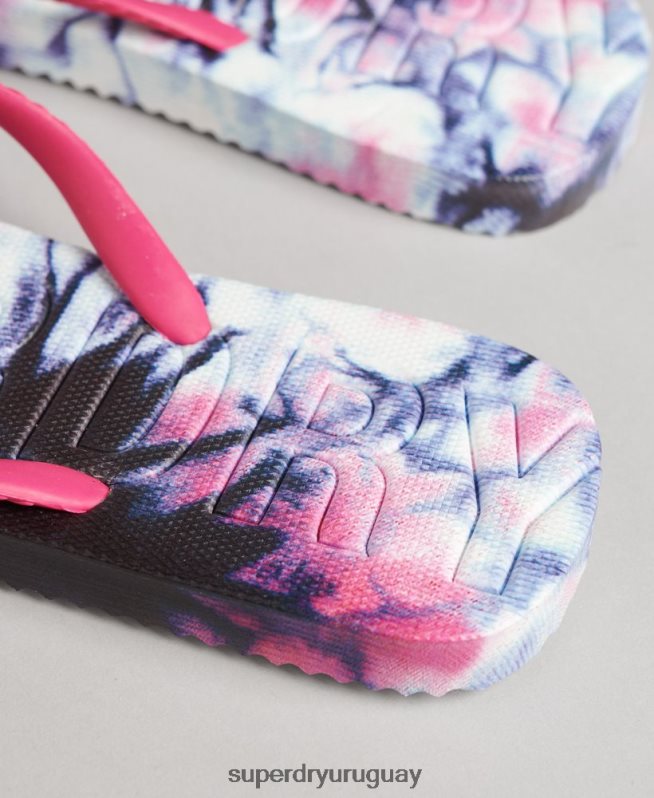 uy Superdry mujer chanclas con diseño tie dye rosa DT2N8Z6681 zapatos
