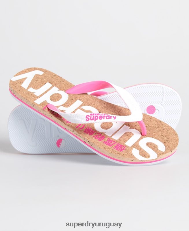 uy Superdry mujer chanclas de corcho blanco DT2N8Z4403 zapatos