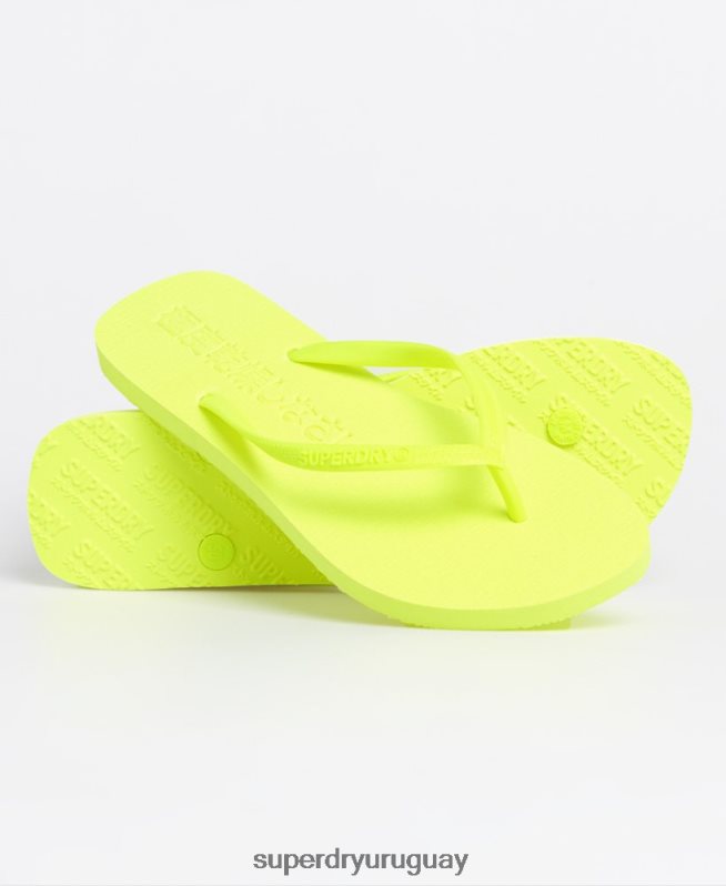 uy Superdry mujer chanclas fluro súper elegantes amarillo DT2N8Z6689 zapatos