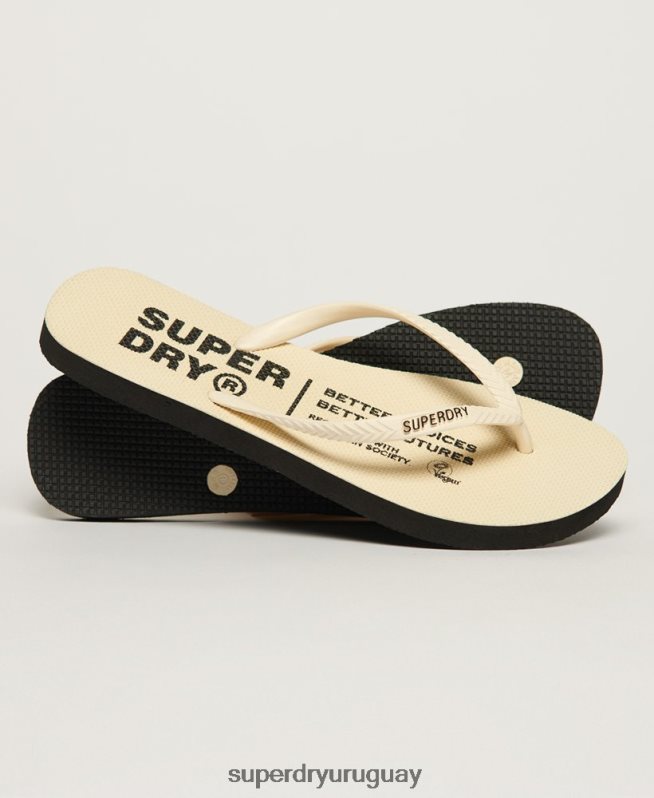 uy Superdry mujer chanclas veganas crema DT2N8Z4351 zapatos