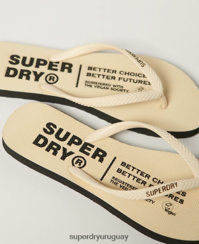 uy Superdry mujer chanclas veganas crema DT2N8Z4351 zapatos