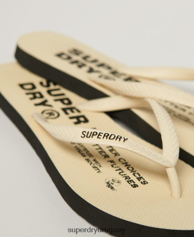 uy Superdry mujer chanclas veganas crema DT2N8Z4351 zapatos