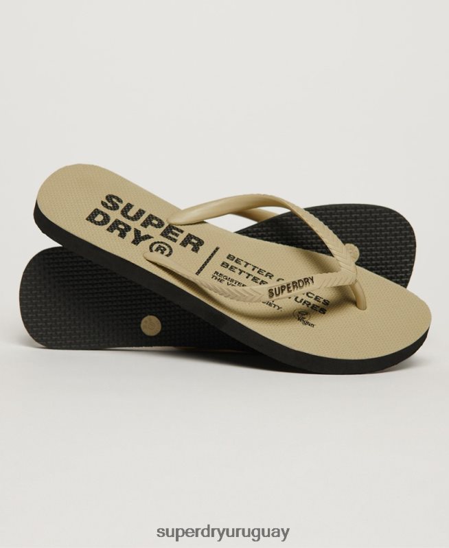 uy Superdry mujer chanclas veganas crema DT2N8Z4360 zapatos