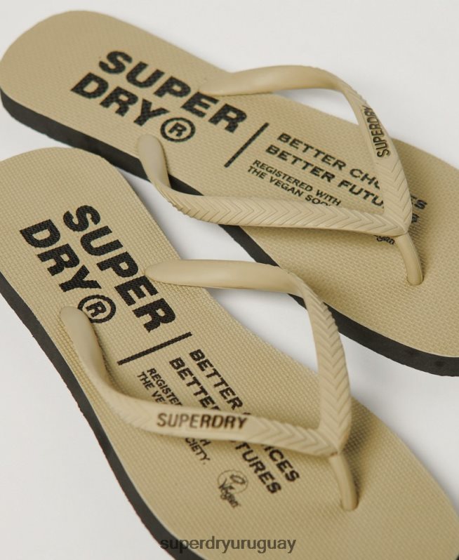 uy Superdry mujer chanclas veganas crema DT2N8Z4360 zapatos