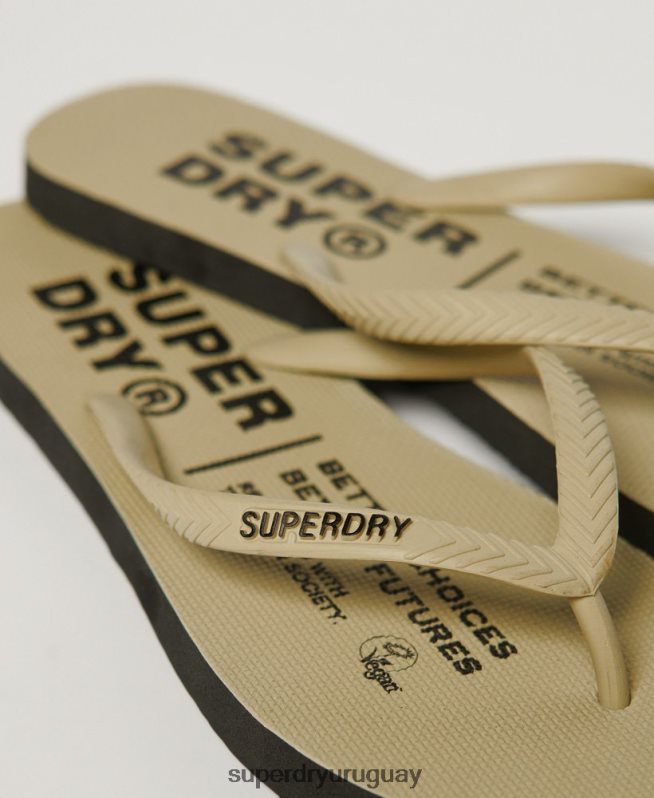 uy Superdry mujer chanclas veganas crema DT2N8Z4360 zapatos