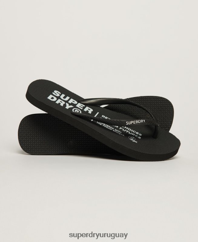 uy Superdry mujer chanclas veganas negro DT2N8Z2159 zapatos