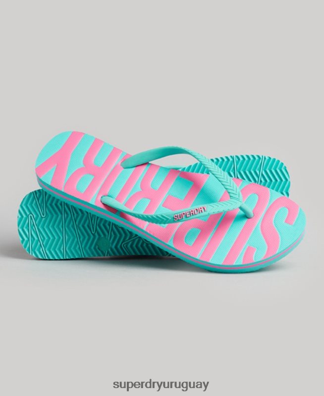 uy Superdry mujer chanclas veganas vintage azul DT2N8Z4375 zapatos
