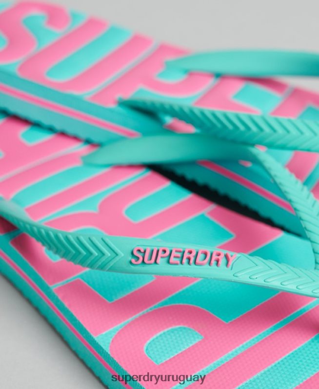 uy Superdry mujer chanclas veganas vintage azul DT2N8Z4375 zapatos