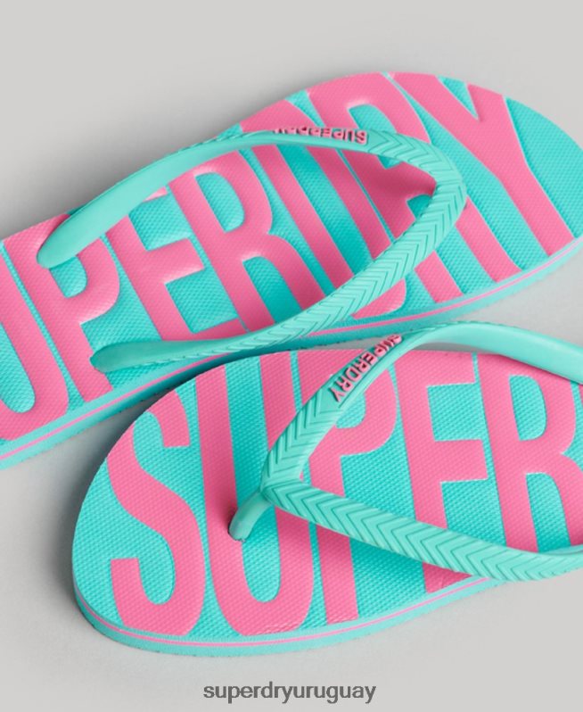uy Superdry mujer chanclas veganas vintage azul DT2N8Z4375 zapatos