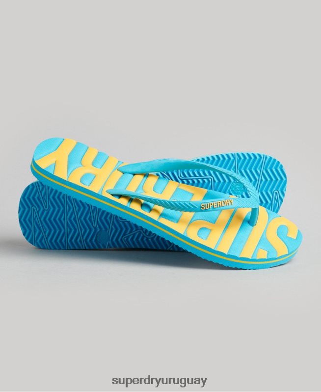 uy Superdry mujer chanclas veganas vintage azul DT2N8Z4384 zapatos