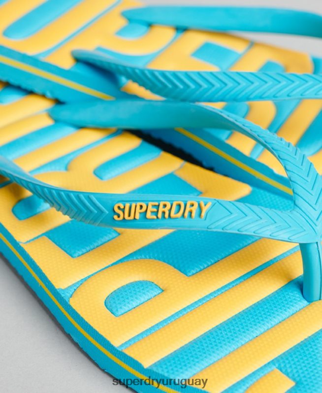 uy Superdry mujer chanclas veganas vintage azul DT2N8Z4384 zapatos