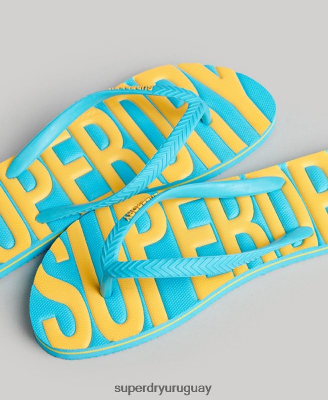 uy Superdry mujer chanclas veganas vintage azul DT2N8Z4384 zapatos