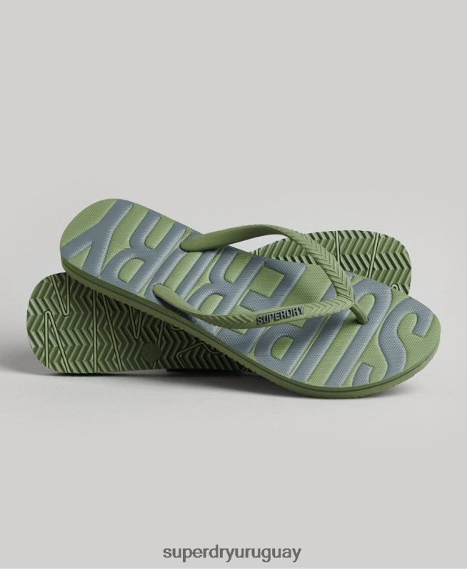 uy Superdry mujer chanclas veganas vintage caqui DT2N8Z4377 zapatos