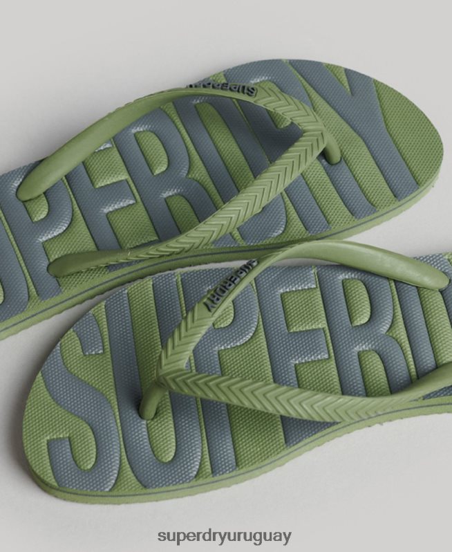uy Superdry mujer chanclas veganas vintage caqui DT2N8Z4377 zapatos