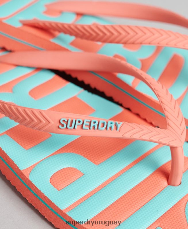 uy Superdry mujer chanclas veganas vintage coral DT2N8Z4402 zapatos