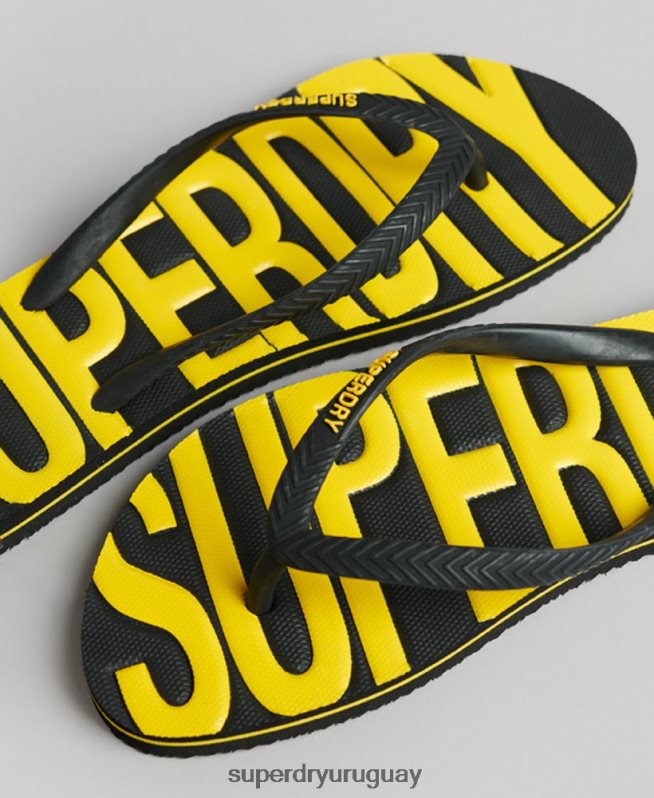 uy Superdry mujer chanclas veganas vintage negro DT2N8Z4374 zapatos