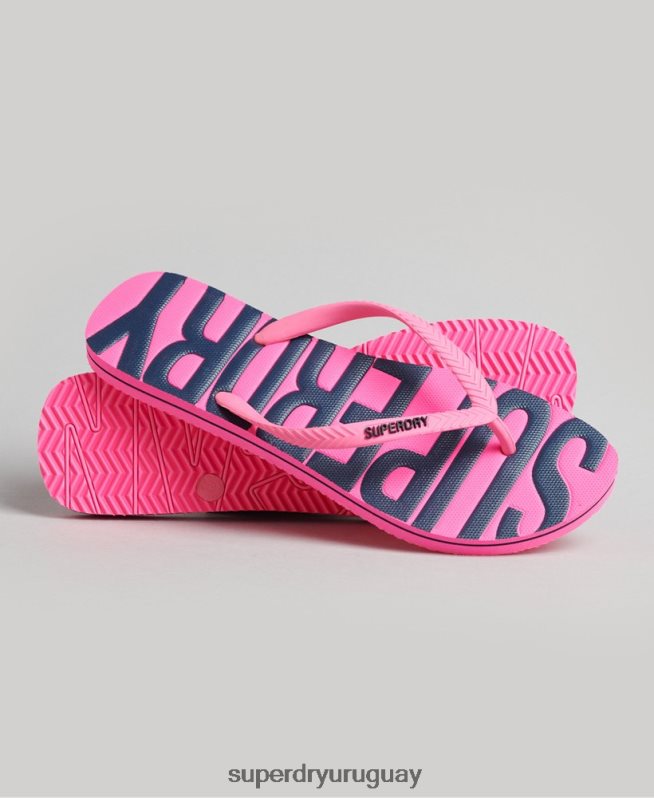 uy Superdry mujer chanclas veganas vintage rosa DT2N8Z4373 zapatos
