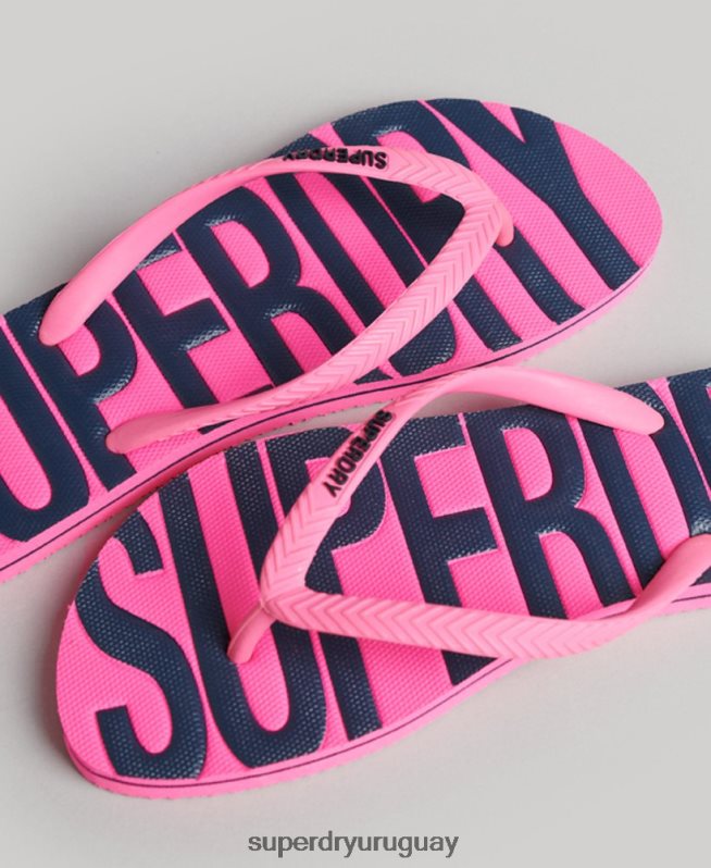 uy Superdry mujer chanclas veganas vintage rosa DT2N8Z4373 zapatos