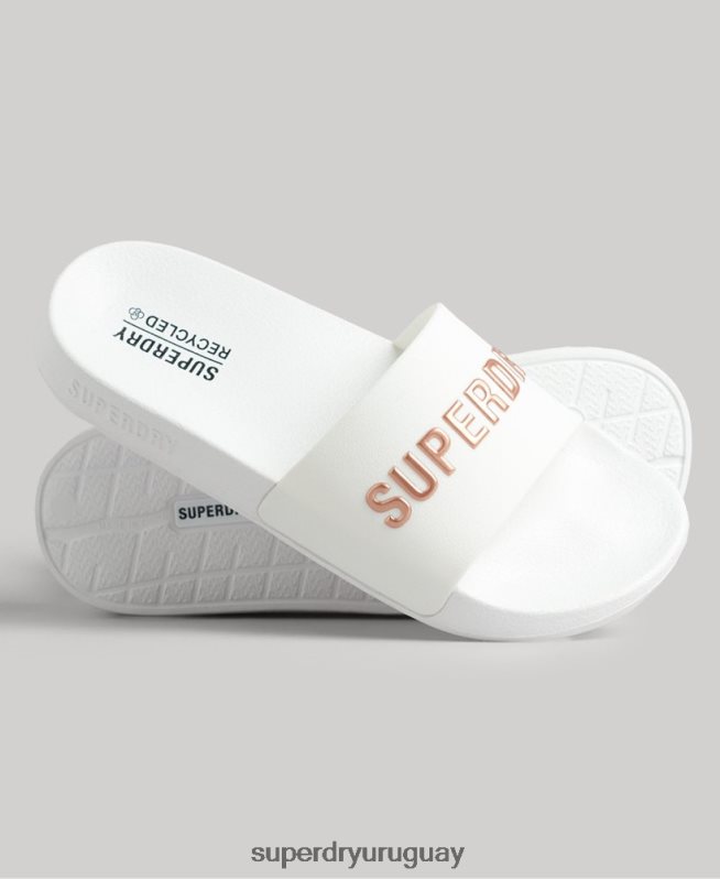 uy Superdry mujer chanclas de piscina con logo de código blanco DT2N8Z4369 zapatos