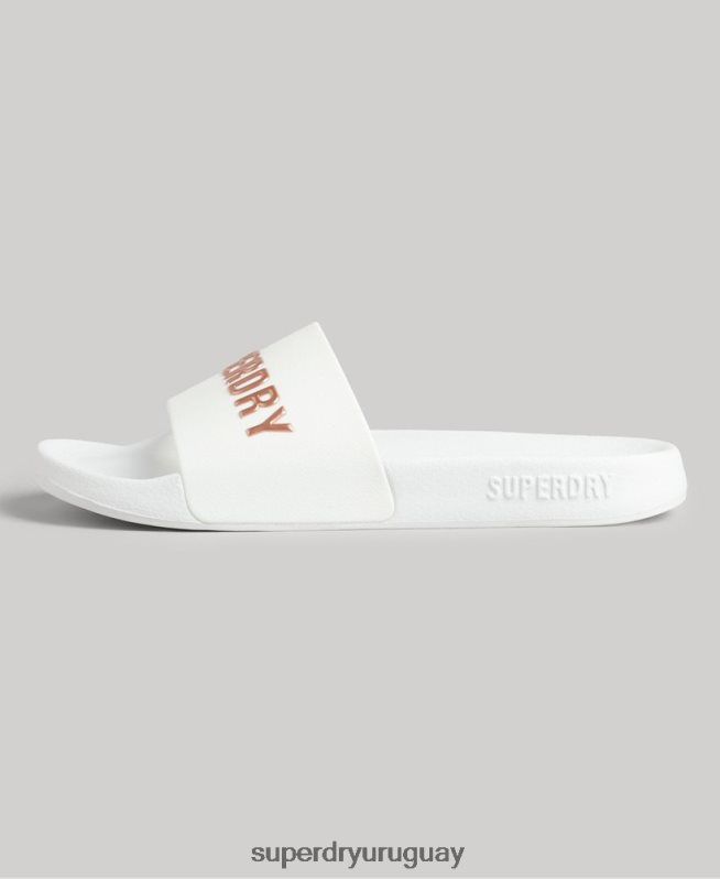 uy Superdry mujer chanclas de piscina con logo de código blanco DT2N8Z4369 zapatos