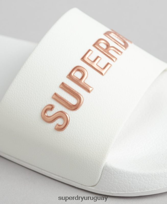 uy Superdry mujer chanclas de piscina con logo de código blanco DT2N8Z4369 zapatos