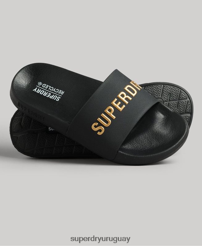 uy Superdry mujer chanclas de piscina con logo de código negro DT2N8Z4345 zapatos