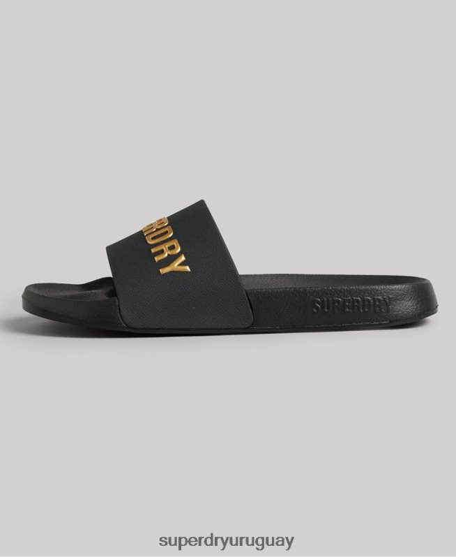 uy Superdry mujer chanclas de piscina con logo de código negro DT2N8Z4345 zapatos