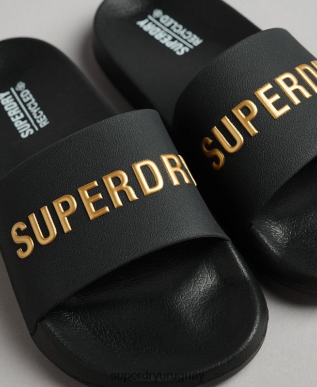 uy Superdry mujer chanclas de piscina con logo de código negro DT2N8Z4345 zapatos