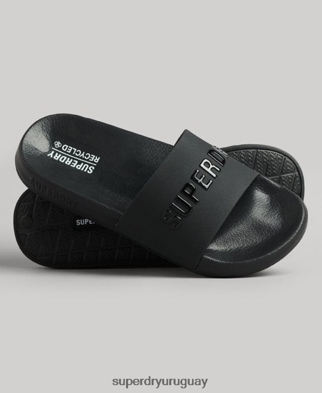 uy Superdry mujer chanclas de piscina con logo de código negro DT2N8Z4372 zapatos