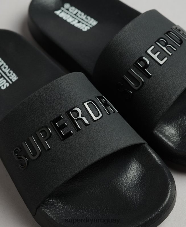 uy Superdry mujer chanclas de piscina con logo de código negro DT2N8Z4372 zapatos