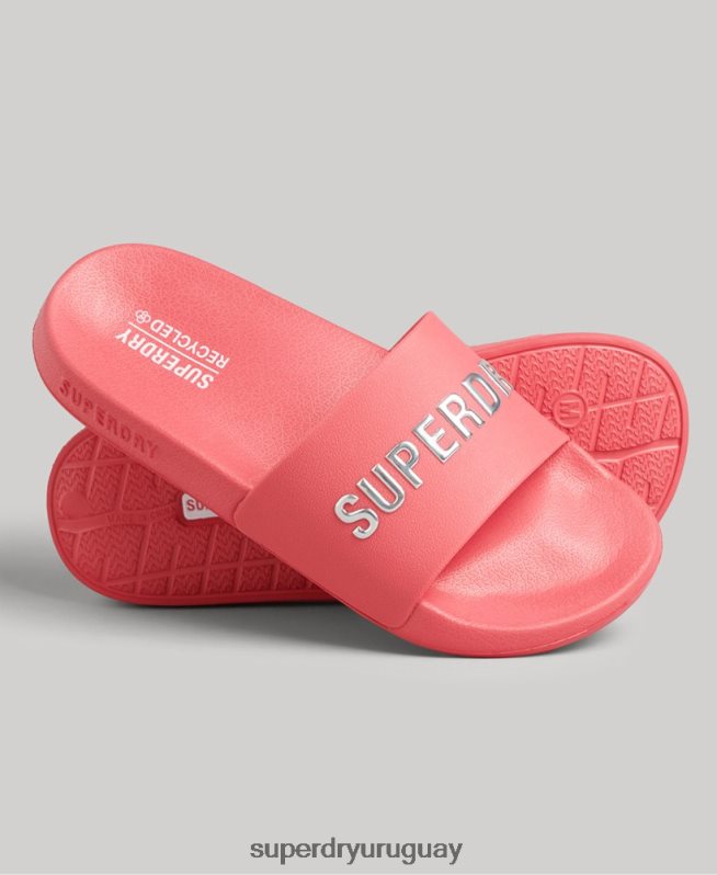uy Superdry mujer chanclas de piscina con logo de código rosa DT2N8Z4352 zapatos