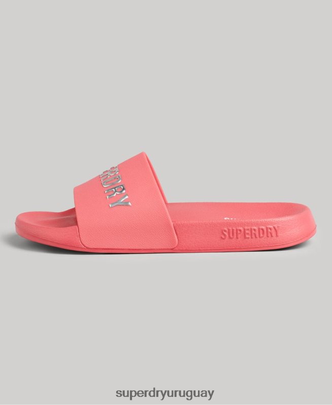 uy Superdry mujer chanclas de piscina con logo de código rosa DT2N8Z4352 zapatos