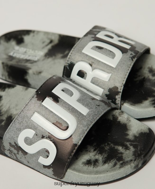 uy Superdry mujer chanclas veganas tie dye negro DT2N8Z2003 zapatos