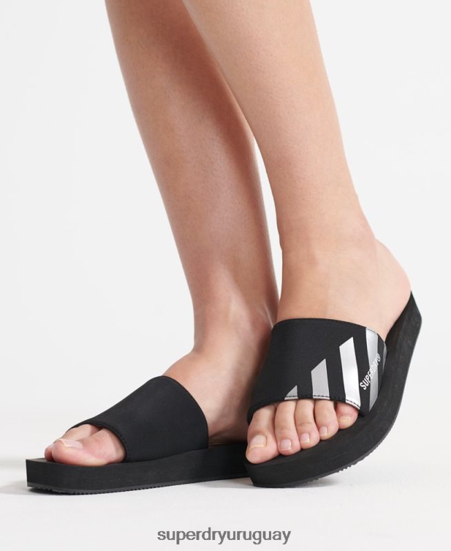 uy Superdry mujer deslizadores de deporte de natación negro DT2N8Z4207 zapatos
